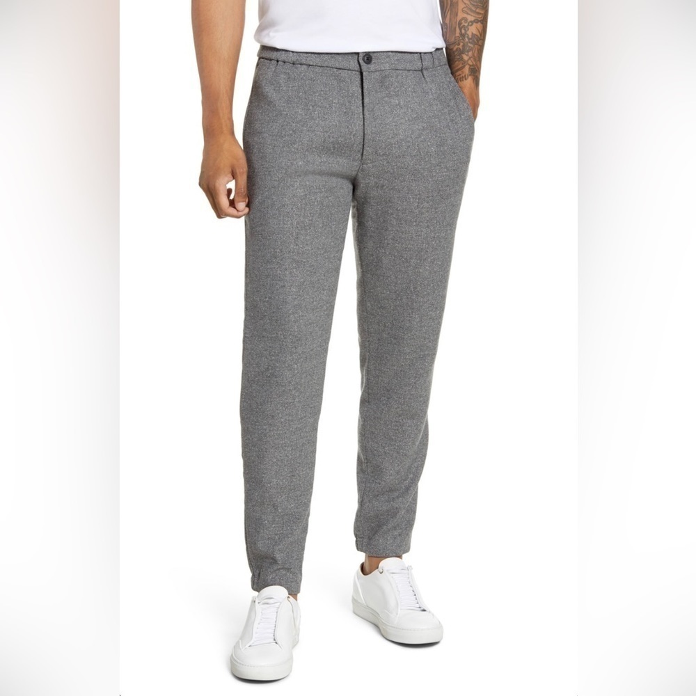 Club Monaco Lex Donegal wool blend tailored jogger gray twill pants size XL